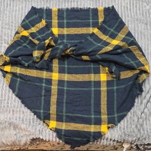 Plaid Scarf / Poncho with Yellow, Blue And Green Pattern Michigan Wolverines